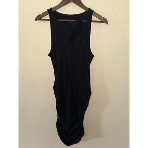 Express Asymmetrical Cutout Ruched Bodycon Midi Tank Dress Black M